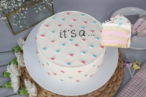 Pink Blue Heart Cake